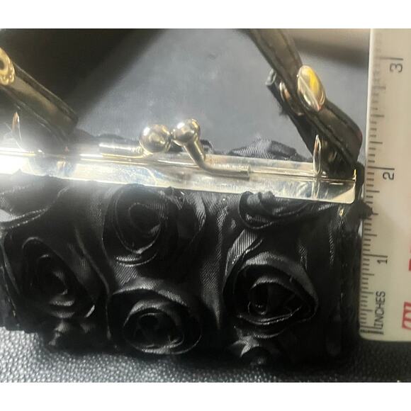 Mini Black Ribbon Bag with Removable Handle 4" x 2" x 2" w/3" Drop Handle - Picture 5 of 7